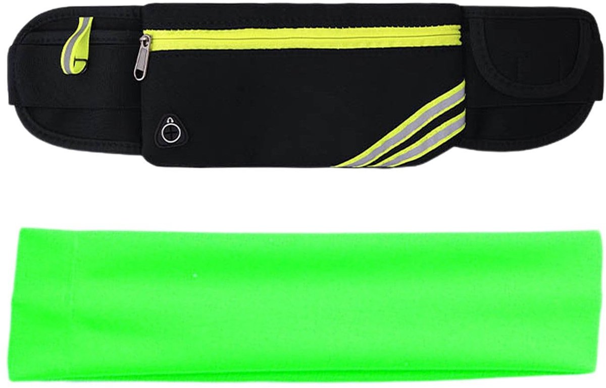 Dailygoods- Heuptas Waterdicht - Verstelbaar - Sportheuptas - Outdoor - Fitness - Inclusief Hoofdband - Sporttas