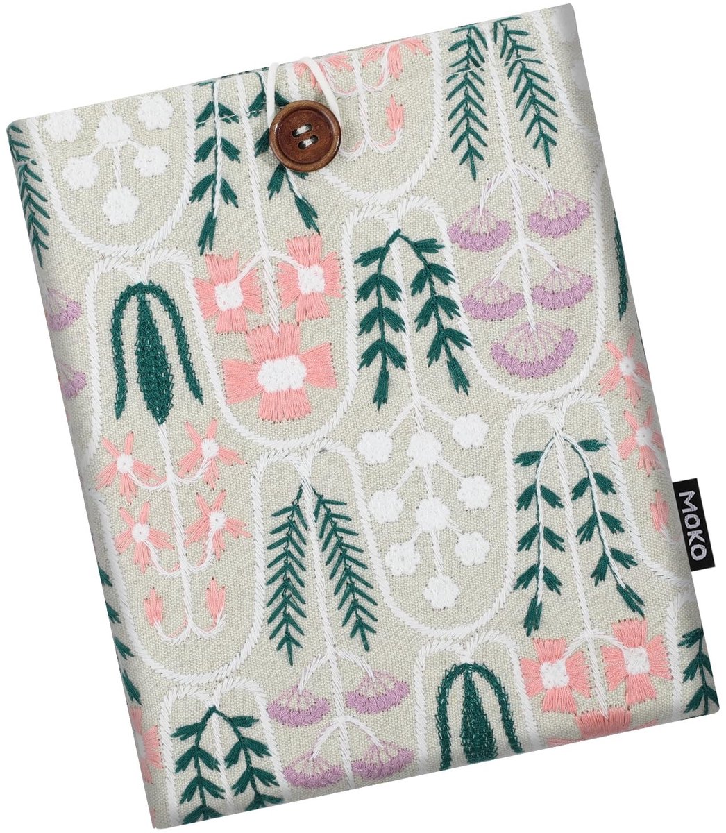 Dailygoods- Pouch voor 7" eReader - Gevoerde Sleeve - Geschikt voor Kindle/Paperwhite/Voyage/Kobo - Beige Bloemen - Schokbestendig - EReader Hoes