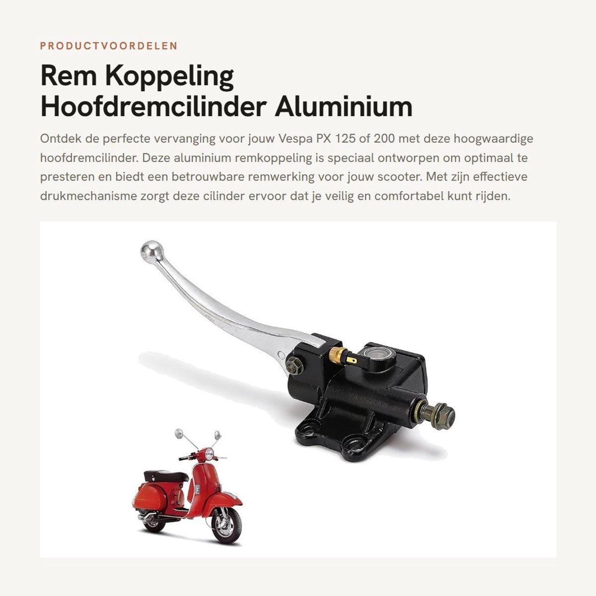 Dailygoods- Remkoppeling Aluminium - Hoofdremcilinder - Hydraulische Pomp - Vervanging Vespa PX 125/200 - Schijfrem - Comfortabel Hendelgevoel - Remcilinder