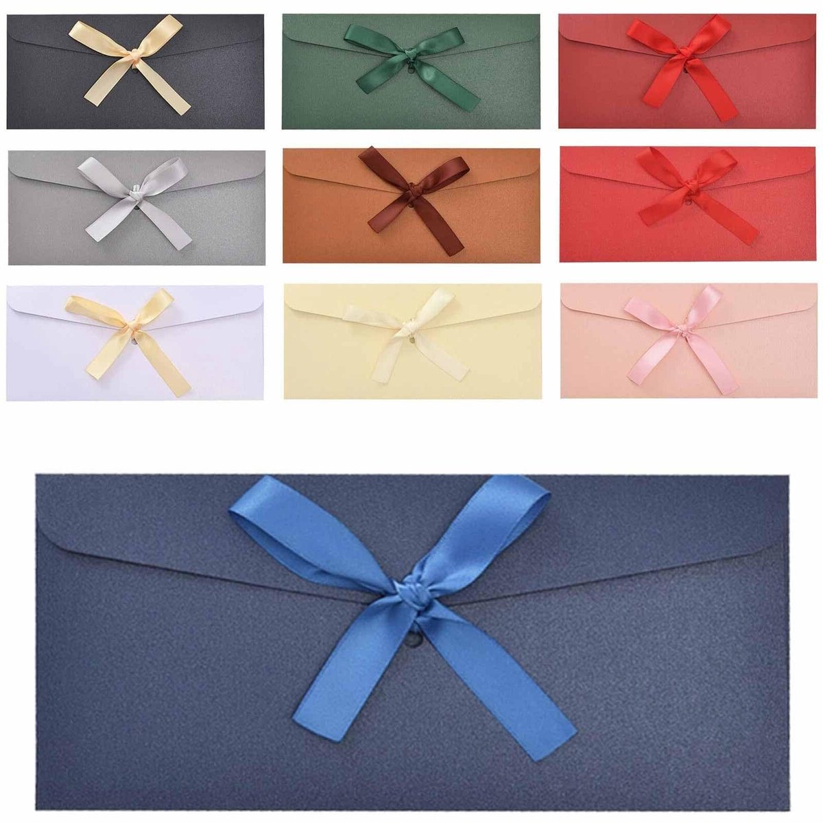 Dailygoods- Kraftpapier Enveloppen 10 Stuks - Vintage Enveloppen - Cadeaukaart Enveloppen - Lintontwerp - Verjaardagsuitnodigingen - Huwelijksuitnodigingen 22 × 11 cm - Cadeau-enveloppen