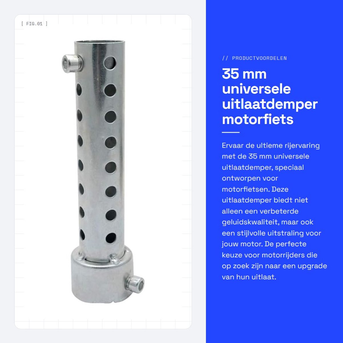 Dailygoods- Uitlaatdemper Universeel 35 mm - Motorfiets - DB Killer - Schokbestendig - Lichtgewicht - Duurzaam - Motoruitlaat