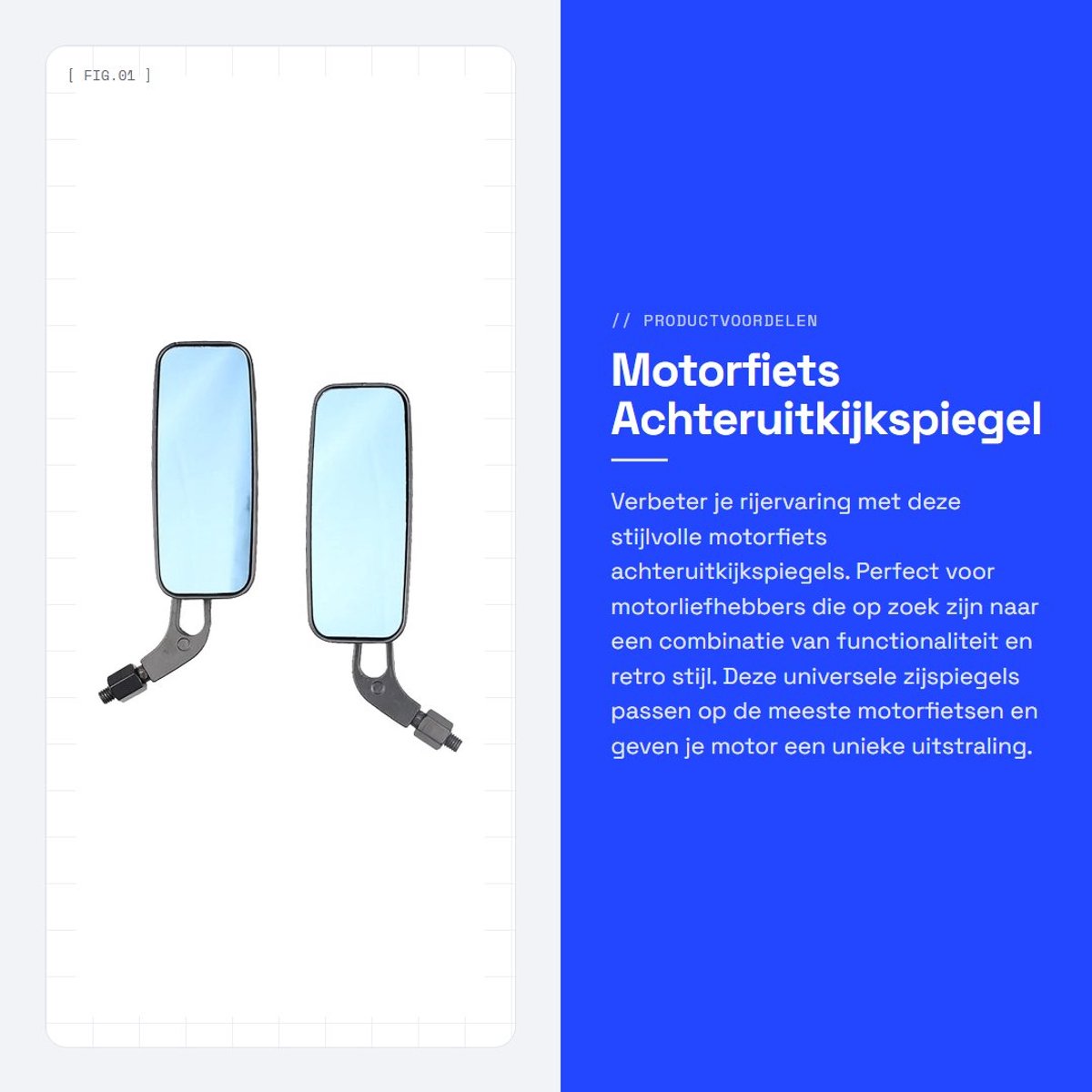 Dailygoods- Achteruitkijkspiegel Universeel - 2 Stuks Motorfiets Spiegels - Aluminium Legering - Retro Design - Roestvrij en Waterdicht - Inclusief Adapters - Motorfiets Spiegel