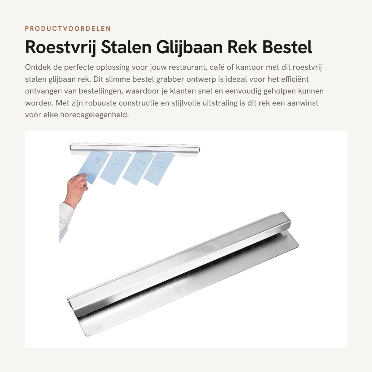 Dailygoods- Glijbaan Rek Roestvrij Staal - Bestel Grabber - Houder - Schuifrek - Eenvoudige Installatie - Inclusief Accessoires - Bestelrek