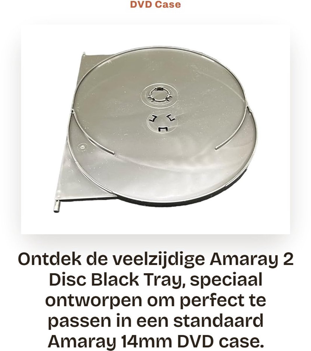 Dailygoods- Amaray Tray - Dubbele Tray voor DVD Case - Capaciteit 2 Discs - Zwart - Beugels - Geschikt voor 3 Discs