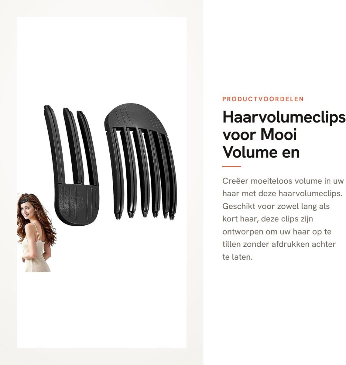 Dailygoods- Haarvolumeclip - 2 Stuks - Vaste Hoofdhaarspeld - Geen Afdruk Haarwortels - Lifting Clips - Veilig Ontwerp - Direct Volume - Haarclips