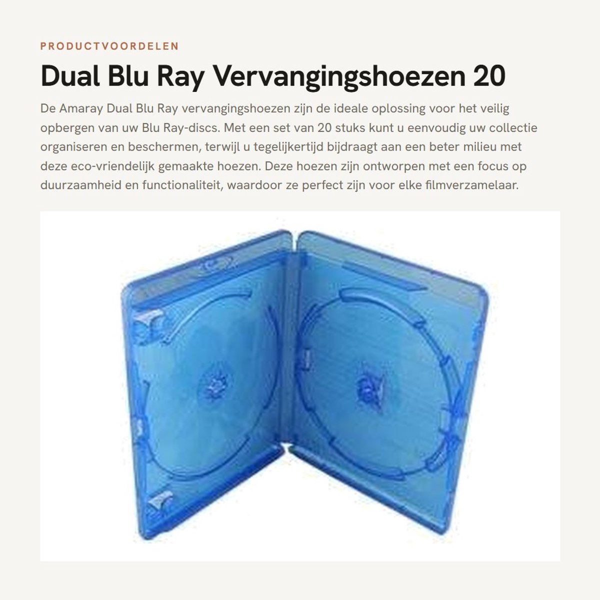 Dailygoods- Blu Ray Covers 20 Stuks - Dubbele Vervangende Hoezen - Eco-vriendelijk - Recyclebaar PP - Schokbestendig - Ruimtebesparend - Blu Ray Case