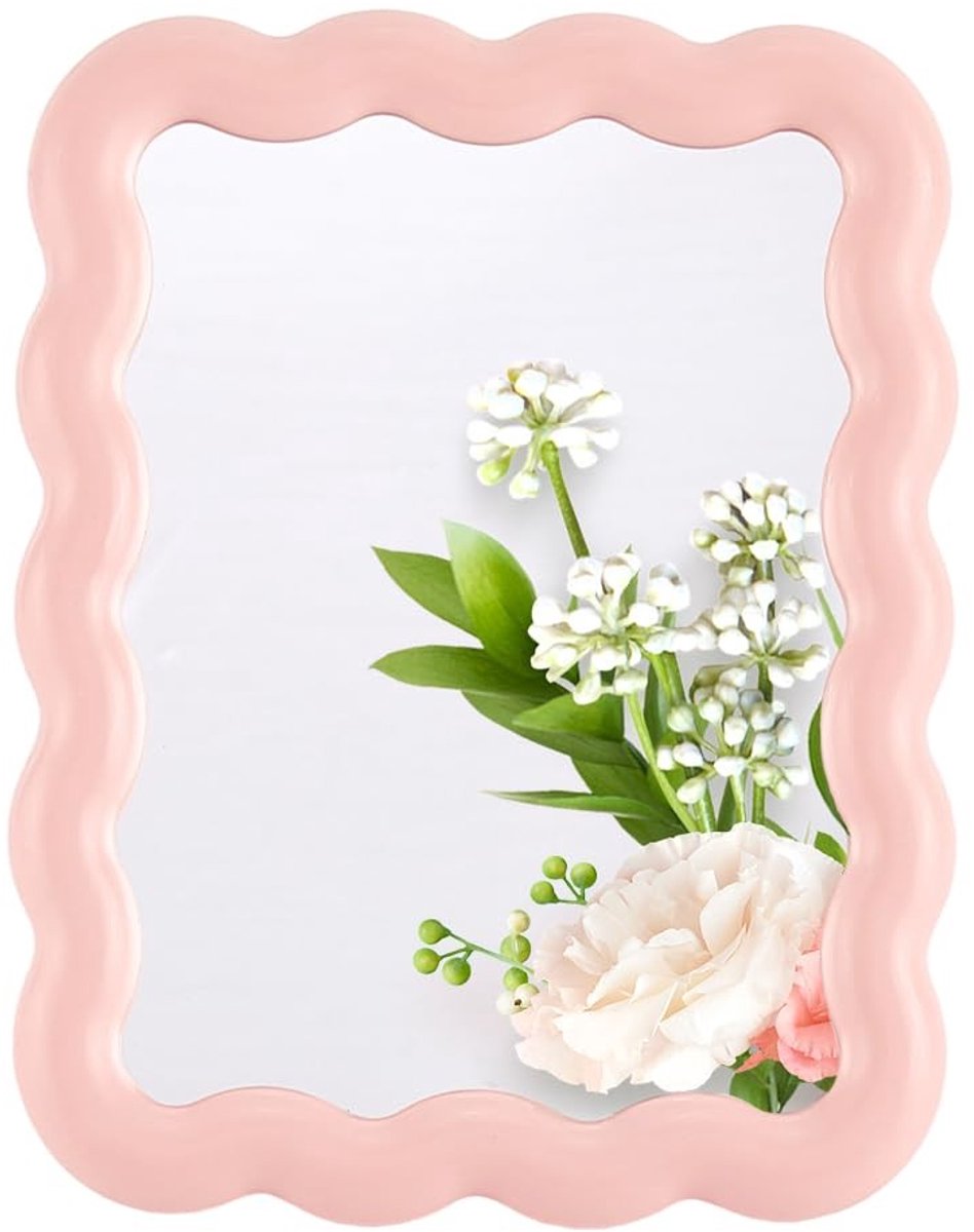 Dailygoods - Roze Golfvormige Draagbare Make-up Spiegel voor Reizen