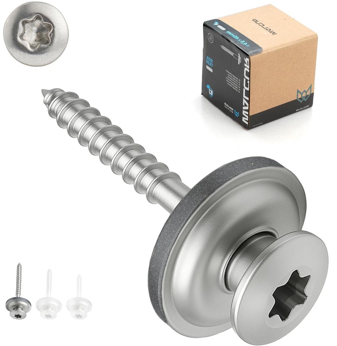 Spenglerschroeven RVS - Vlonder Schroeven - Waterdicht Afwerken - Zelfborend met ring - 4.5 x 45 mm - Zilver
