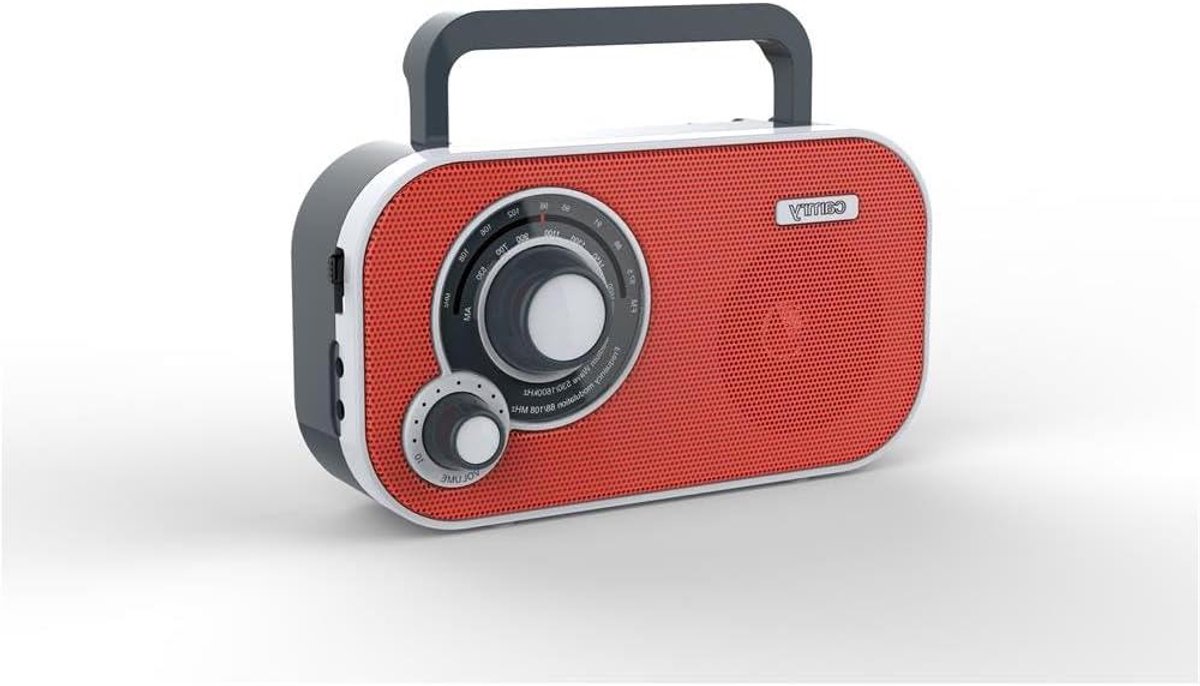 Draagbare Radio - Keukenradio Mini - Muziek Luisteren - Met AUX In - Eén Maat - Rood