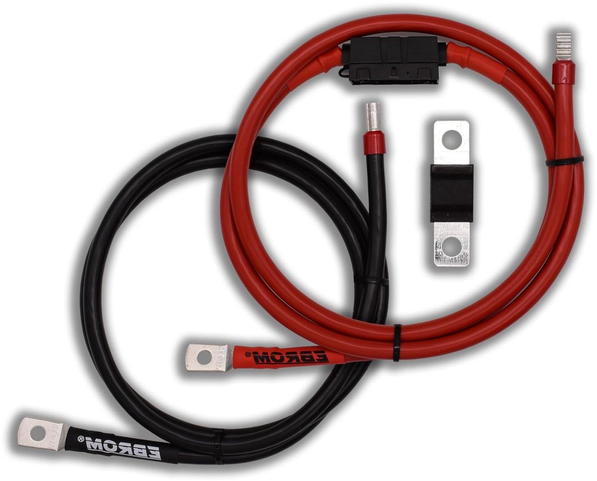 Aansluitkabel laadregelaar - Batterijkabel set - Stroomvoorziening regelen - Met MIDI zekering - 35 mm² - Rood zwart
