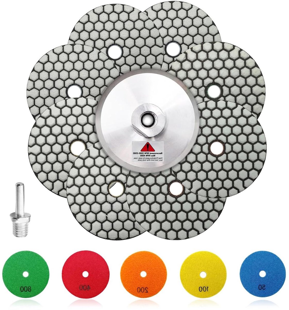 Diamant Polijstpads - Schuurschijven Set - Steen Bewerken - Droog Gebruik - 100 mm - Niet Van Toepassing