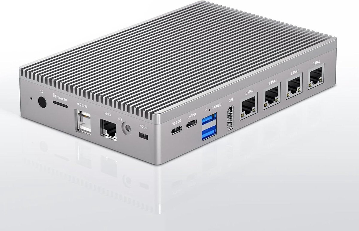 Mini PC N100 - Compacte Computer - Zakelijk Gebruik - Ventilatorloos Ontwerp - 8GB RAM 128GB eMMC - Grijs
