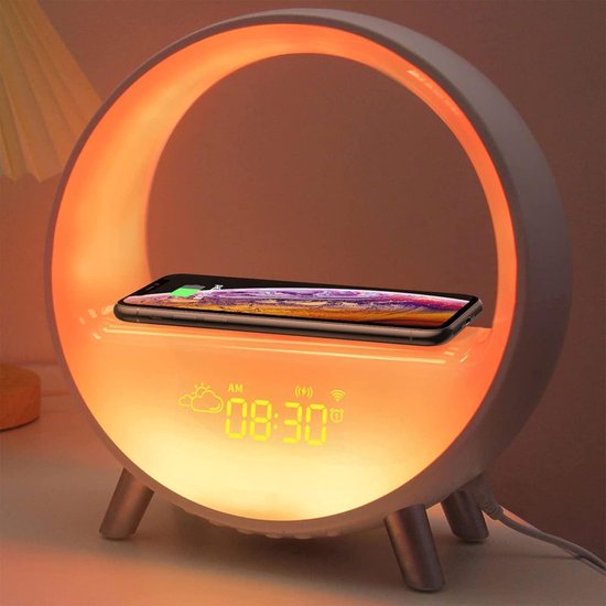 Lichtwekker met Zonsopgangsimulatie, Bluetooth Speaker en Draadloze Oplader — afbeelding 5