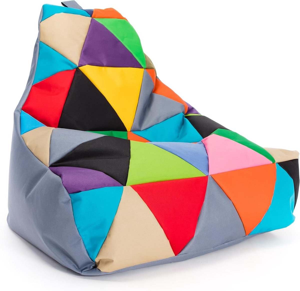 Polyester poef - Zitzak met handvat - Comfortabel zitten - Scheur- en vlekbestendig - 85x100cm - Grijs