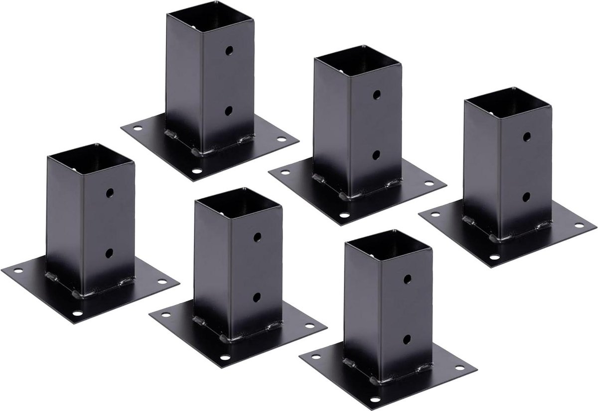 Schroefhuls - Bodemhuls grondhuls - Constructies verstevigen - Zwarte kunststof coating - 15 x 15 x 15 cm - Zwart