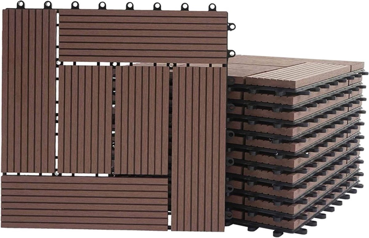 WPC Vloertegels - Balkontegels Terras - Buitenruimte Aankleden - Hoge Belastbaarheid - 30x30 cm 11 Stuks - Bruin