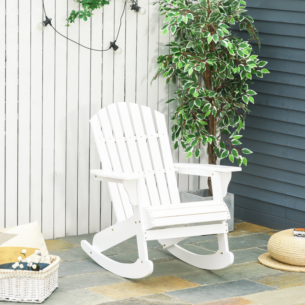 MIVRAY Schommelstoel - Adirondack Tuinstoel 77 x 94 x 97 cm - Weerbestendig En Ergonomisch