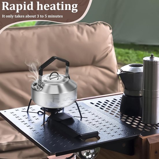 Waterkoker Outdoor - Camping Ketel - Koffie en Thee - Anti-scald handvat - 1 Liter - Zilver — afbeelding 5