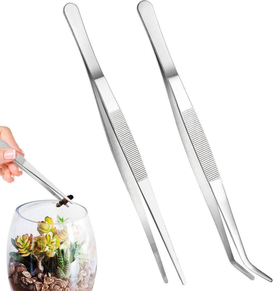 Aquarium Pincet - Voertang Terrarium - Aquarium Onderhoud - Antislip Ontwerp - 25 cm - Roestvrij Staal
