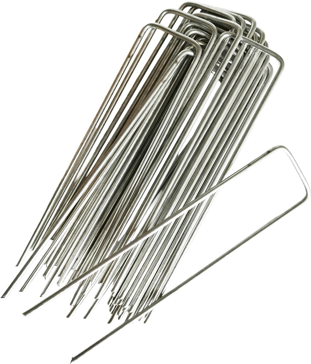 tenax U-vormige metalen nagels, lengte 15 cm (20 stuks) voor bodemverankering van onkruid- en onkruidbeschermingswanden, haringen voor tuin en moestuin, voor bevestiging van netten en dekzeilen