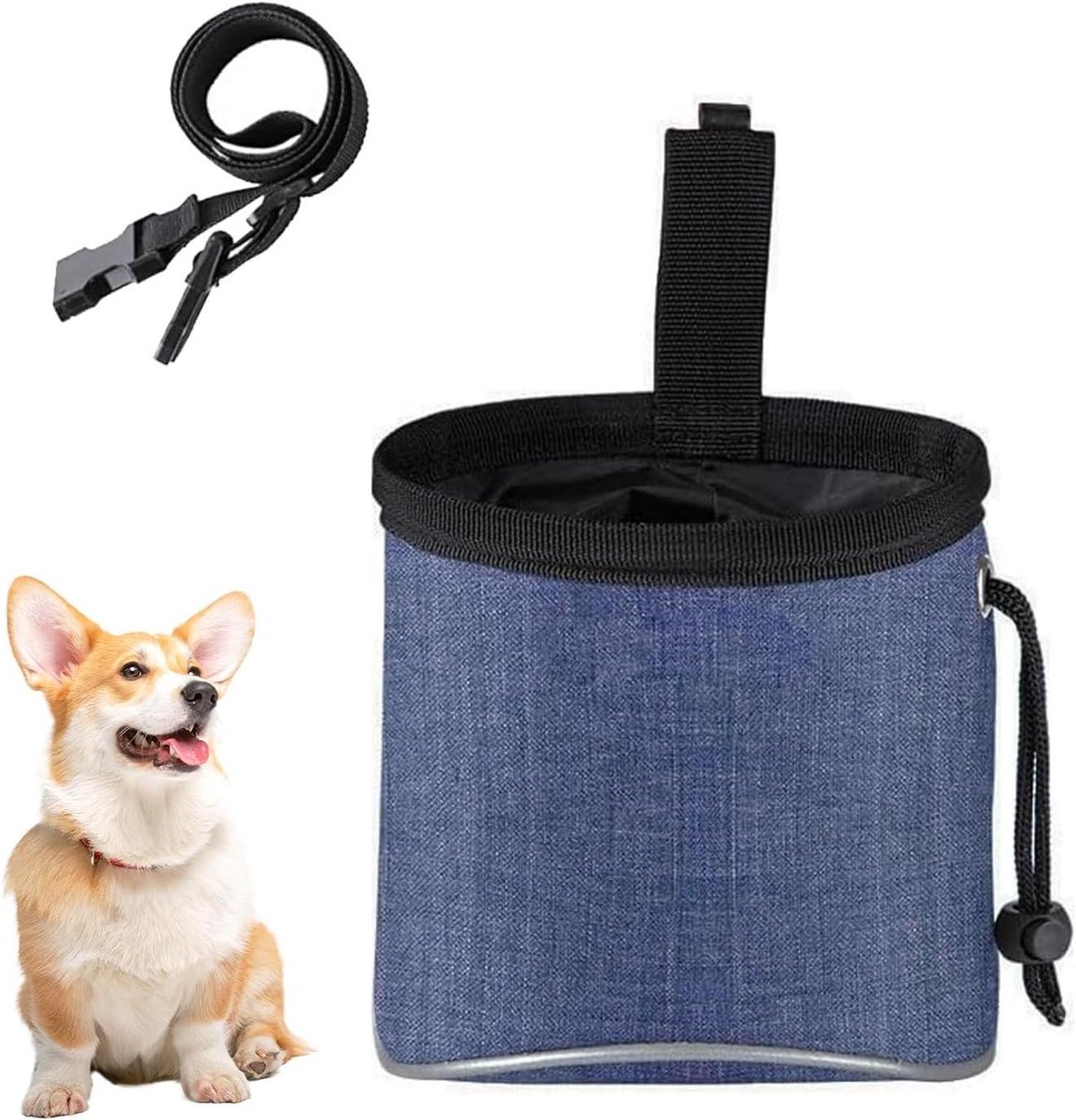 Traktatietas Hond - Voederzak Huisdier - Hondentraining Buiten - Verstelbare Riem - 12 cm Hoog - Blauw