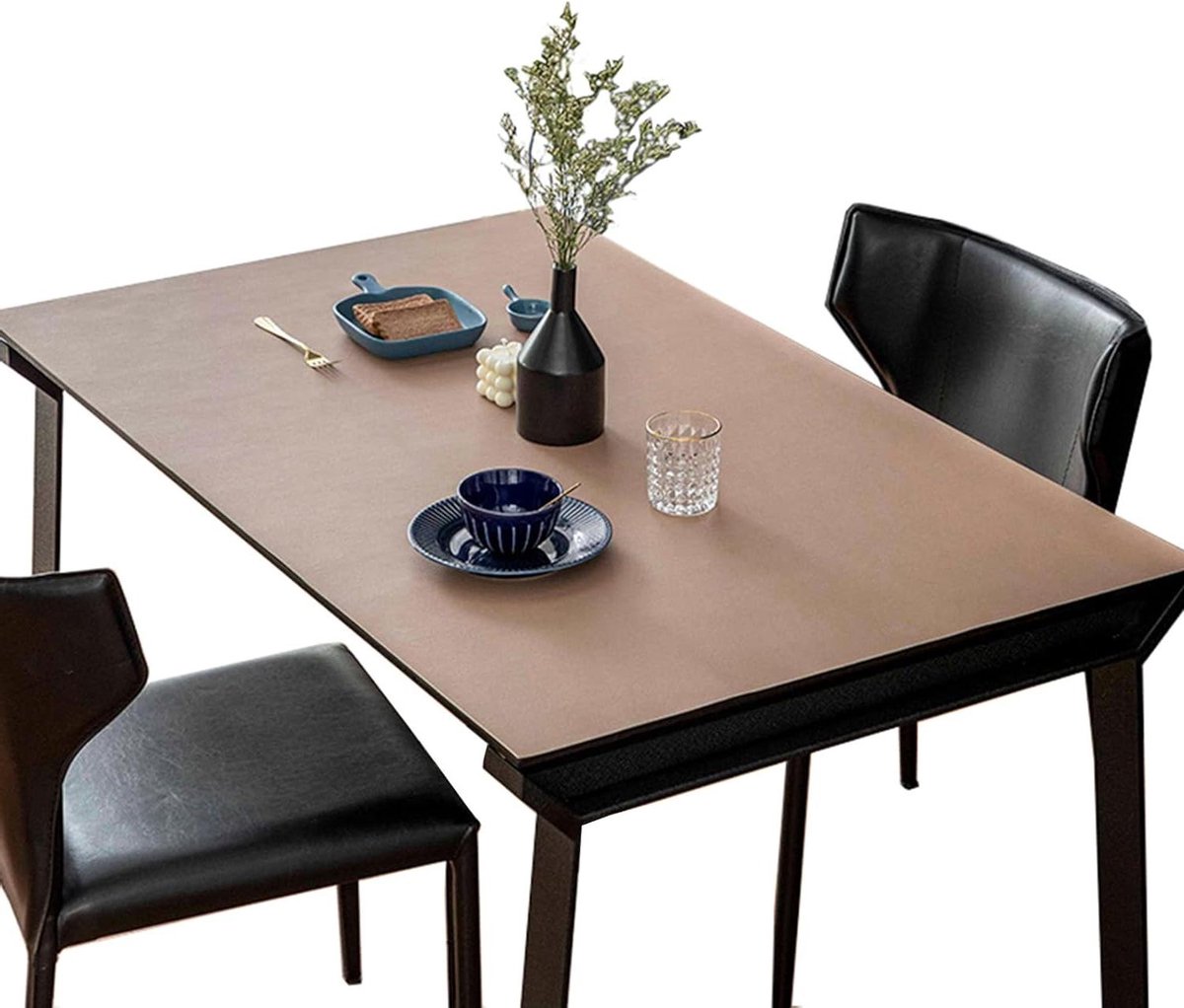Tafelkleed PU - Bureauonderlegger Tafelbeschermer - Bureau Beschermen - Dubbelzijdig Bruikbaar - 90x180 cm - Kaki Grijs