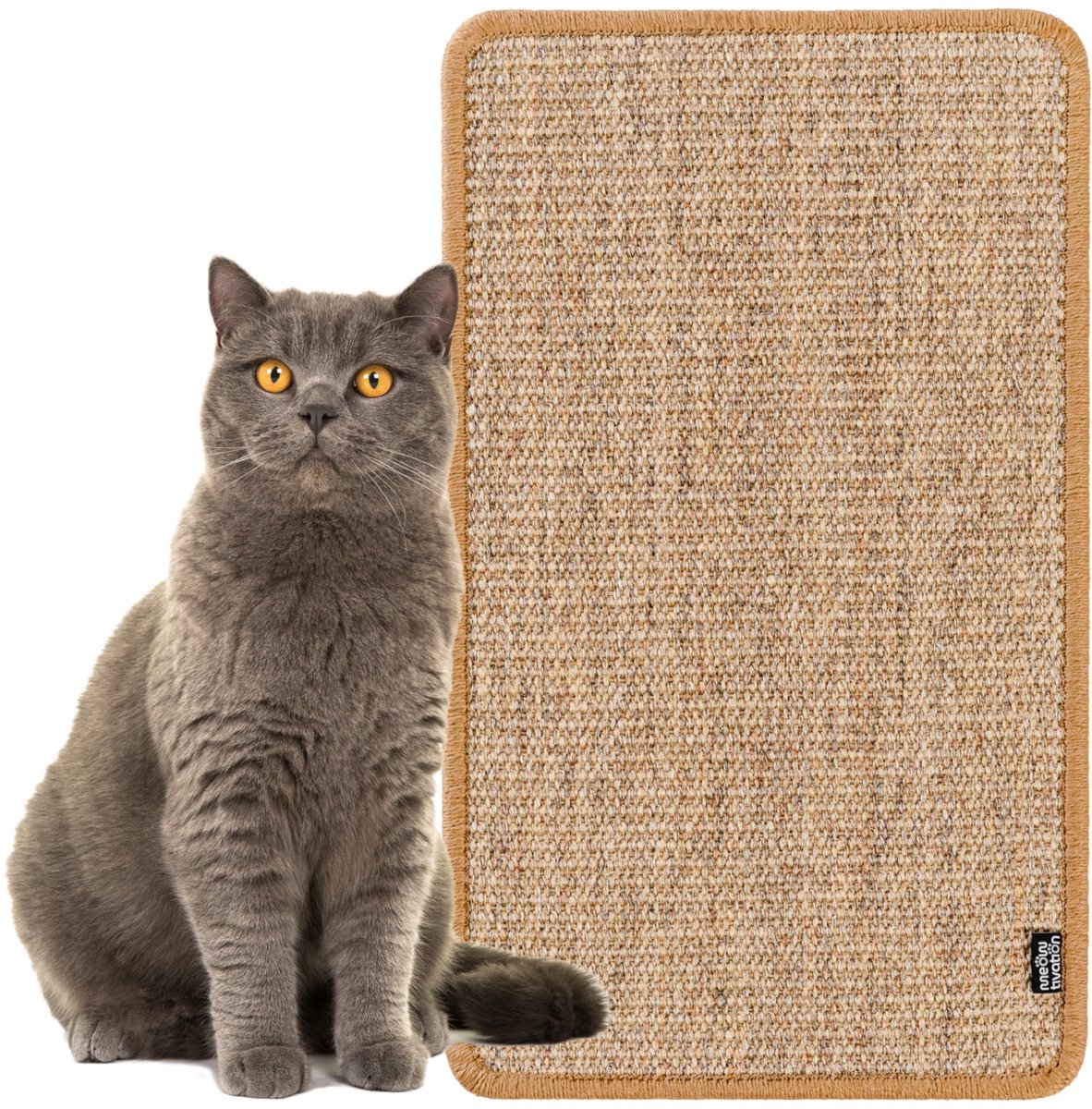 Krabmat voor katten - hoogwaardige krabmat van natuurlijk sisal, stevige krabplank en multifunctionele sisalmat, robuuste krabpad voor katten, beschermt meubels (50 x 30 cm, Bruin)