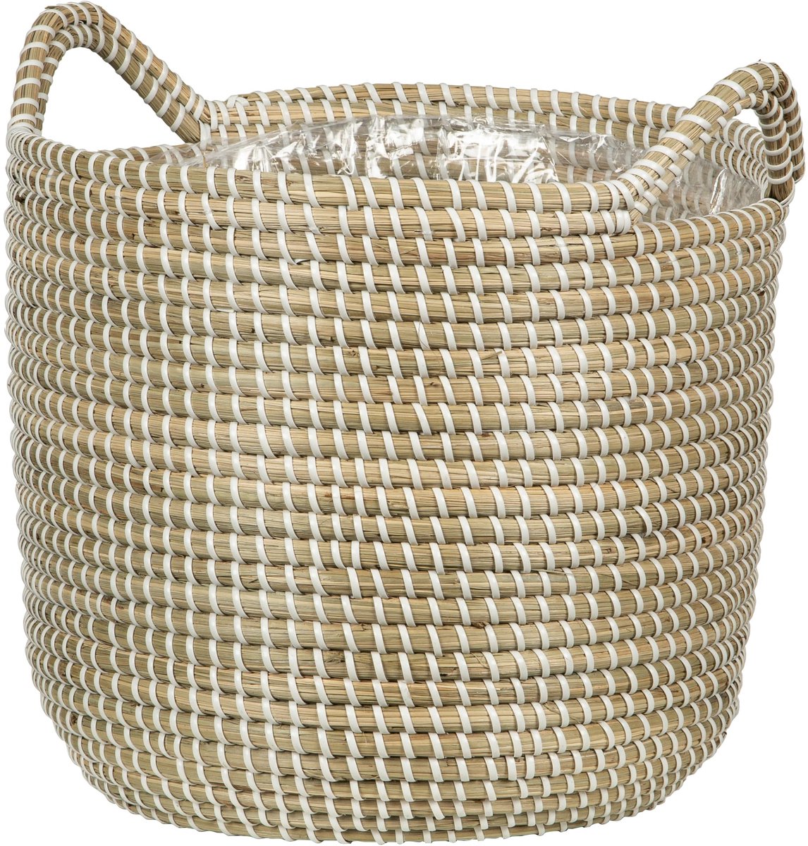 Scheurich Seegras 32, Mand Pot/Mand Pot met handgrepen van zeegras Kleur: Wit, 32 cm diameter, 30,5 cm hoog, 26,9 l Vol.