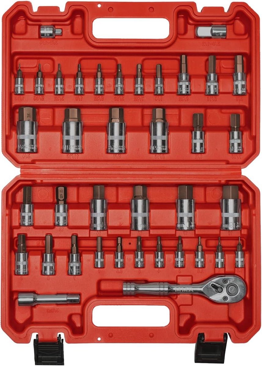 Complete Inbus Bit Socket Set Metrische en SAE - 38 Delig - S2 en Cr-V Staal