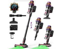 Lubluelu P6 Draadloze Steelstofzuiger 45Kpa- 5 in 1 Handstofzuiger - Zelfstaand Design - 50 Min Gebruikstijd - Verwijderbare Batterij- Anti-klit Borstel - HEPA-filter - LED-koplampen