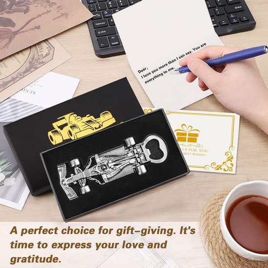 Flesopener Raceauto - Autoopener Bier - Drank Openen - Uniek Zinklegering Ontwerp - 13 cm - Donker Zilver — afbeelding 5