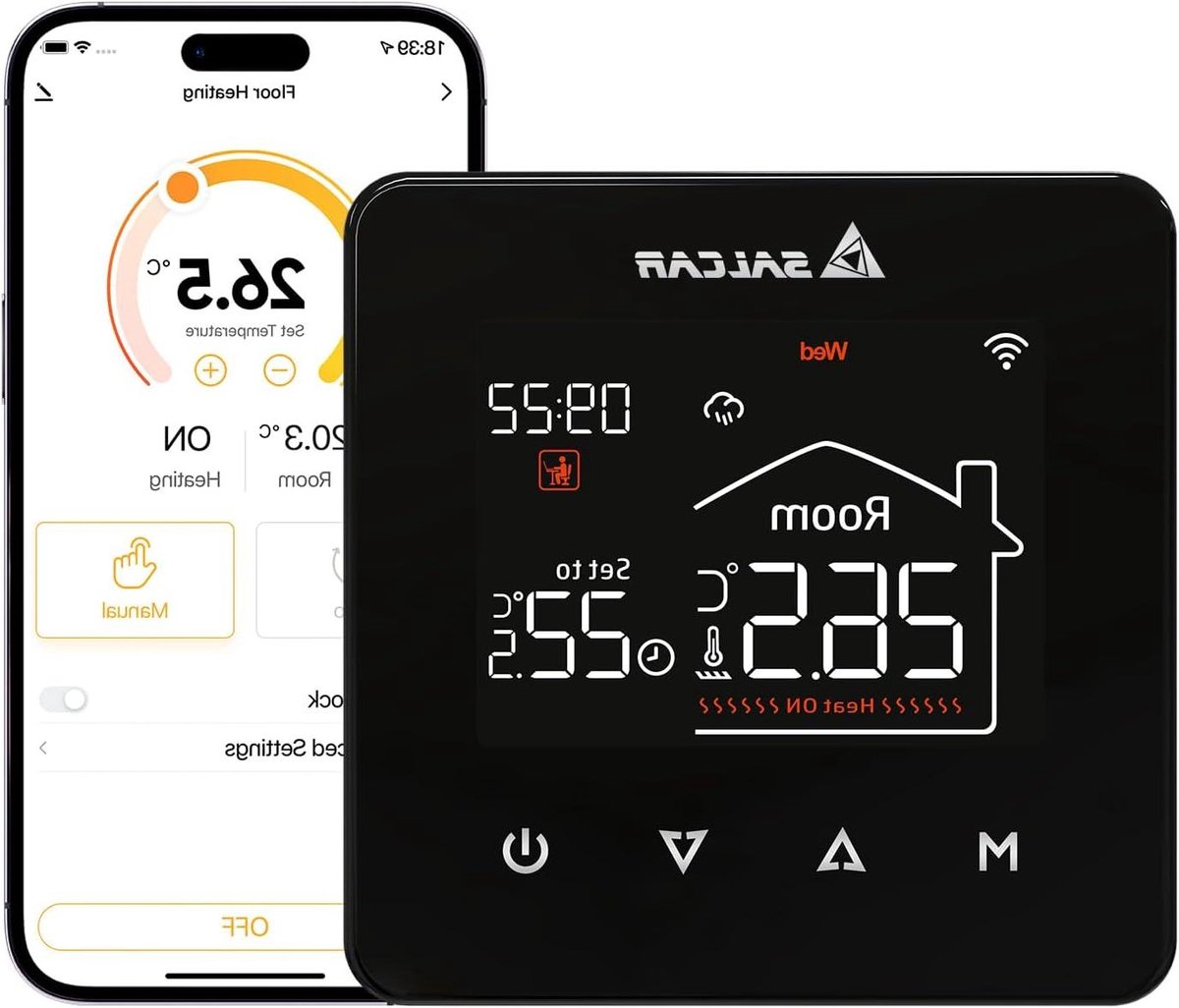 Slimme Thermostaat - Verwarming Regelaar - Energie Besparen - App Bediening - 3A - Zwart