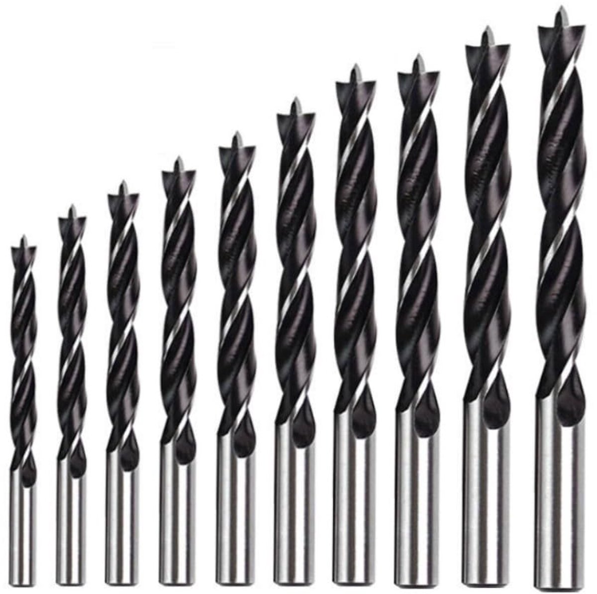 9-delig, professionele spiraalboren, 3-12 mm, HSS boren voor hout, multiplex, kunststof, houtspiraalboor voor boorschroevendraaier, boorstandaard, elektrische handboormachine