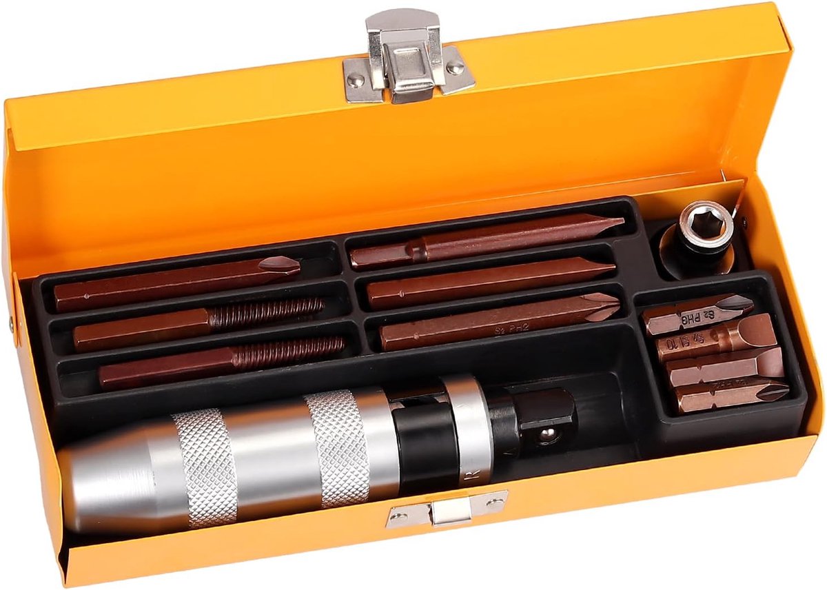 12-delige 1/2" Slagmoersleutel Set met Heavy Duty Bits en Hand Impact Driver