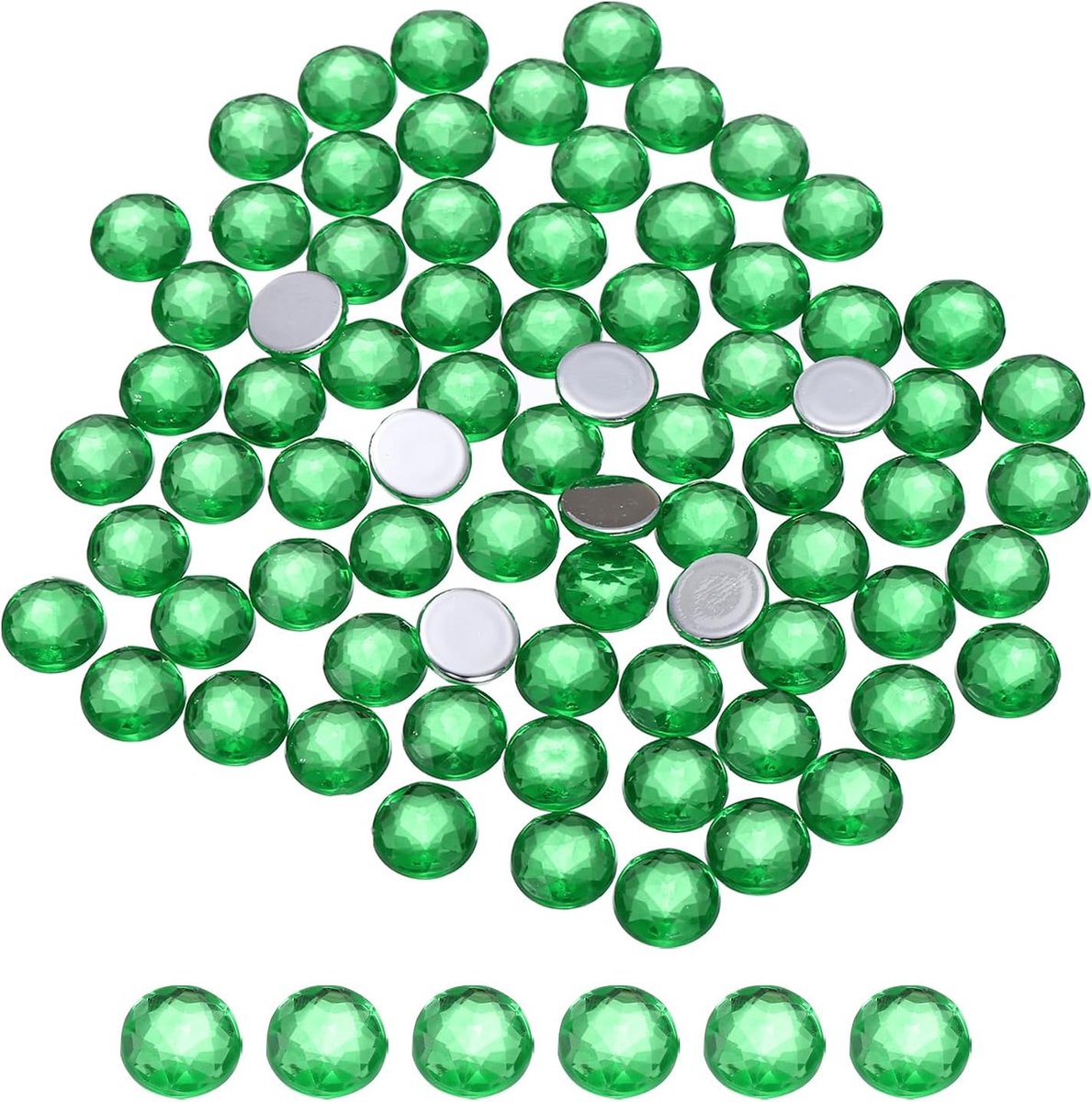 100 stuks ronde strass-steentjes, groen, 8 x 8 mm, glitterstenen om te knutselen en strassteentjes, voor doe-het-zelf knutselen, kralen, bruiloftsfeest