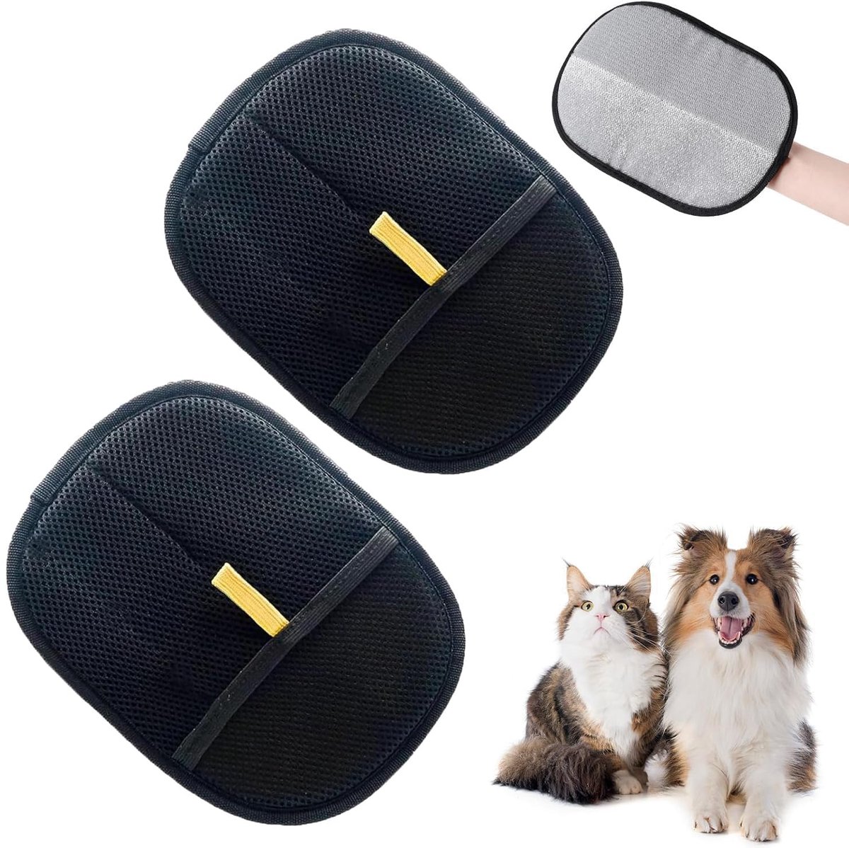 2 stuks antistatische vachtmagneethandschoen, herbruikbare vachtmagneethandschoen, dubbelzijdige vachtverzorgingshandschoen voor huisdieren voor kattenhaar voor de verzorging en verwijdering van