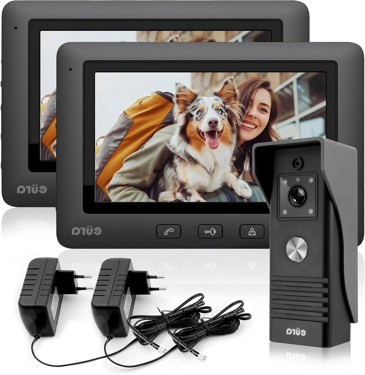 Video Deur Intercom - Brievenbus Camera - Veilig Huis - 4-Draad Systeem - 2x 7 Inch Monitor - Zwart