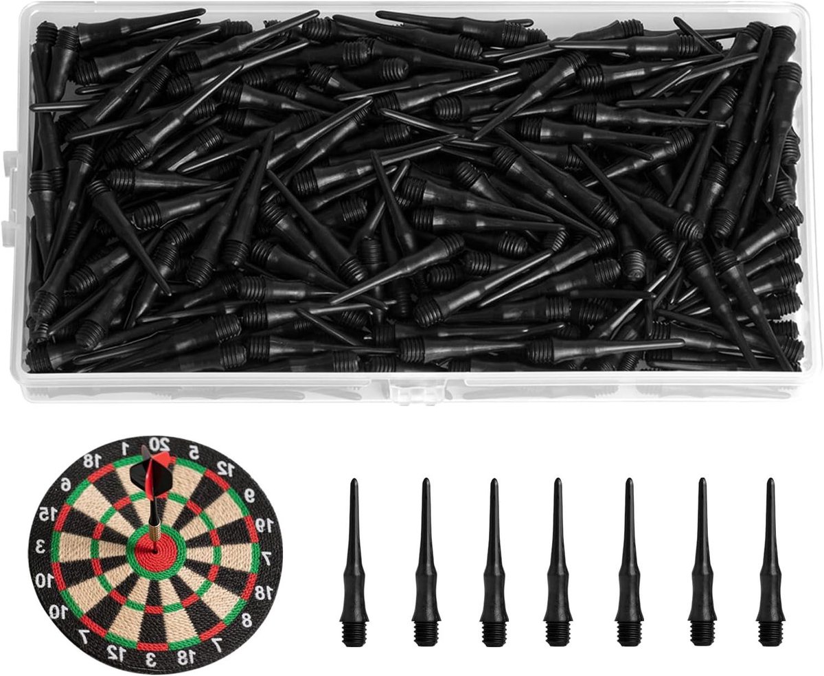 Kunststof Dartpunten - Softtip Darts Zwart - Darts Spelen - 2BA Schroefdraad - 300 stuks - Zwart