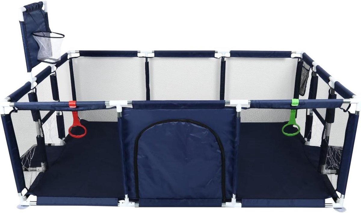Puppy Ren - Hondenren Box - Veilig Spelen - Robuust Nylon Net - 180 x 120 x 66 cm - Marineblauw