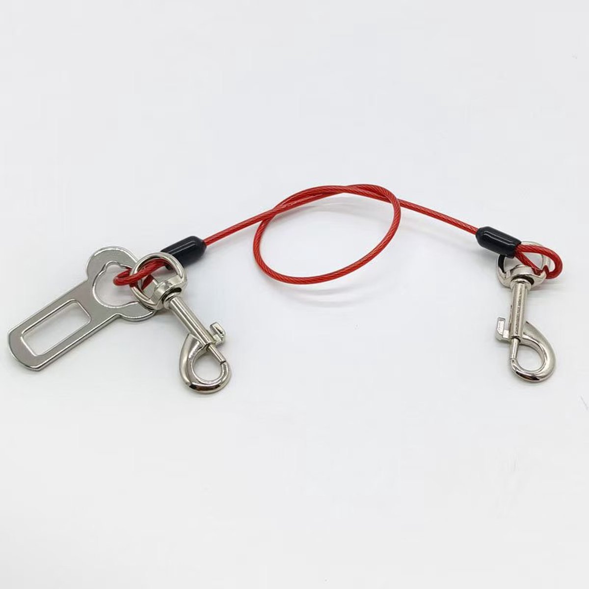 2 stuks Kauwbestendige stalen autogordels voor honden, geschikt voor alle rassen,rood (60 cm , 3 mm)