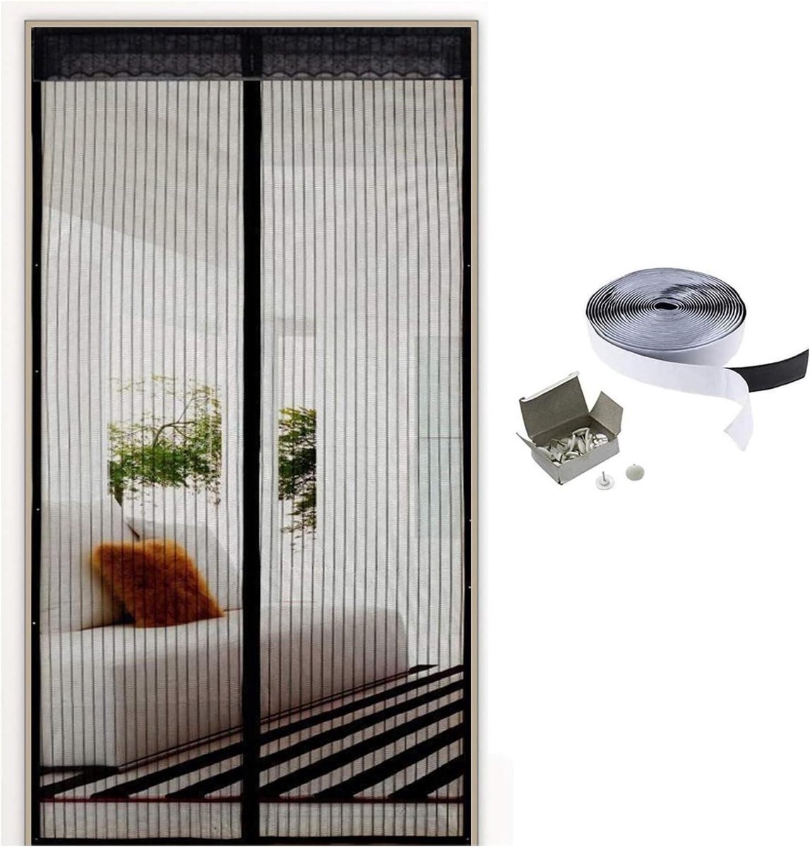 Magnetisch Deurgordijn - Vliegendeur Hor - Insecten Buiten Houden - Automatische Sluiting - 80 x 225 cm - Zwart