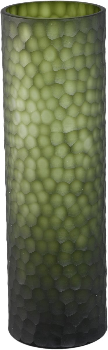 PTMD Paulene Moss Green Glass Vase Handcut Straight M