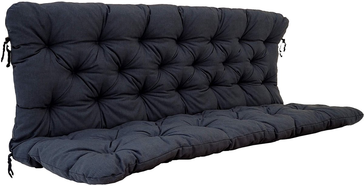Bankkussen met rugdeel 150x98x8 cm Donkergrijs