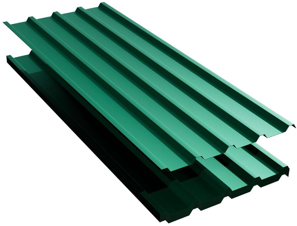 Trapeziumplaten Dakbedekking - Dakplaten Staal - Dak Reparatie - Verzinkt Metaal - 12 stuks 129.5 cm - Groen