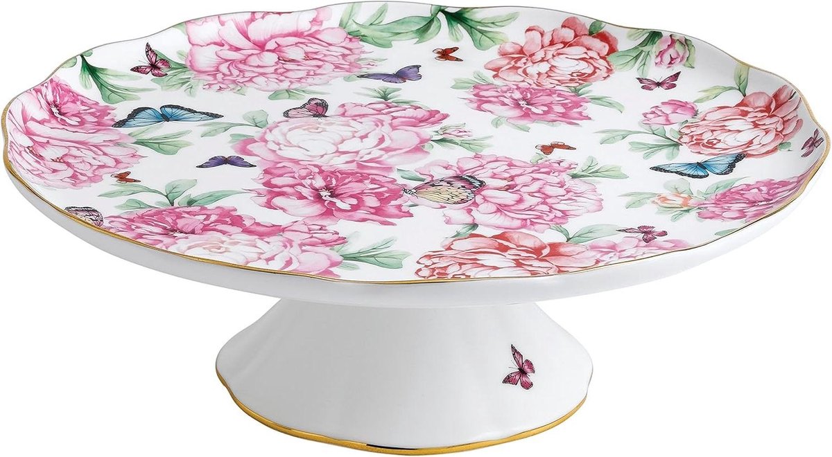 Taartstandaard - Cake plateau Serveerschaal - High Tea presenteren - Decoratieve pioen en vlinder print - 305 cm diameter
