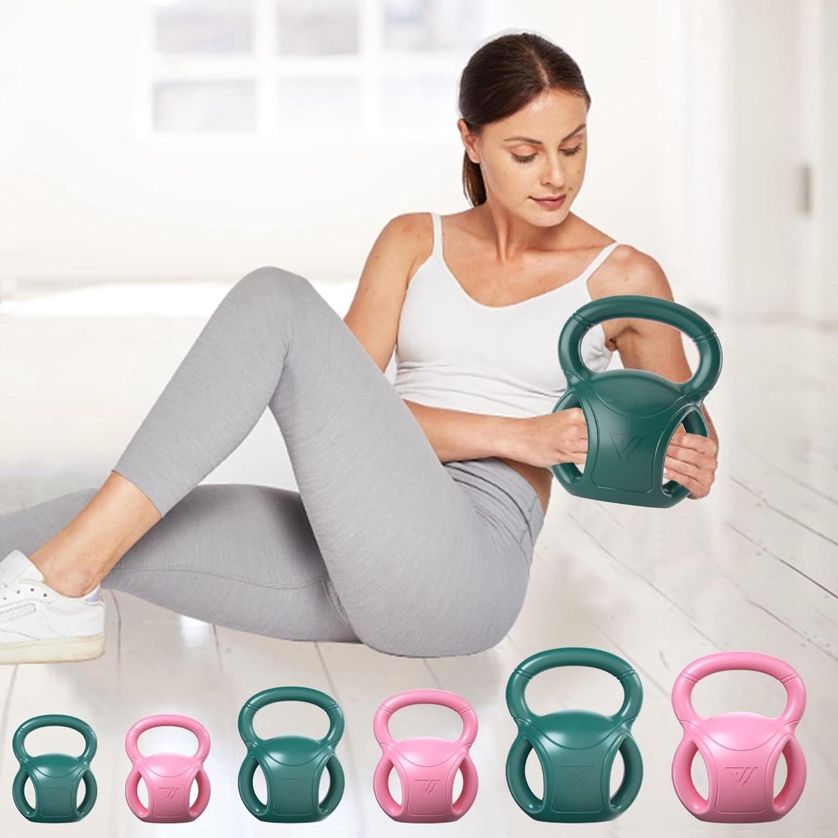 Kettlebell Gewicht - Krachtbal - Krachttraining Thuis - Drie Handgrepen Ontwerp - 23 kg - Groen