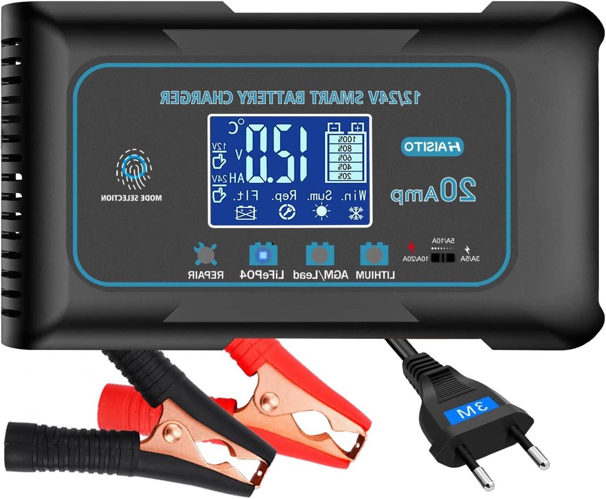 Acculader - Batterijlader - Voertuigen Opladen - 7-Traps Intelligent Laden - 20 A Max - Zwart
