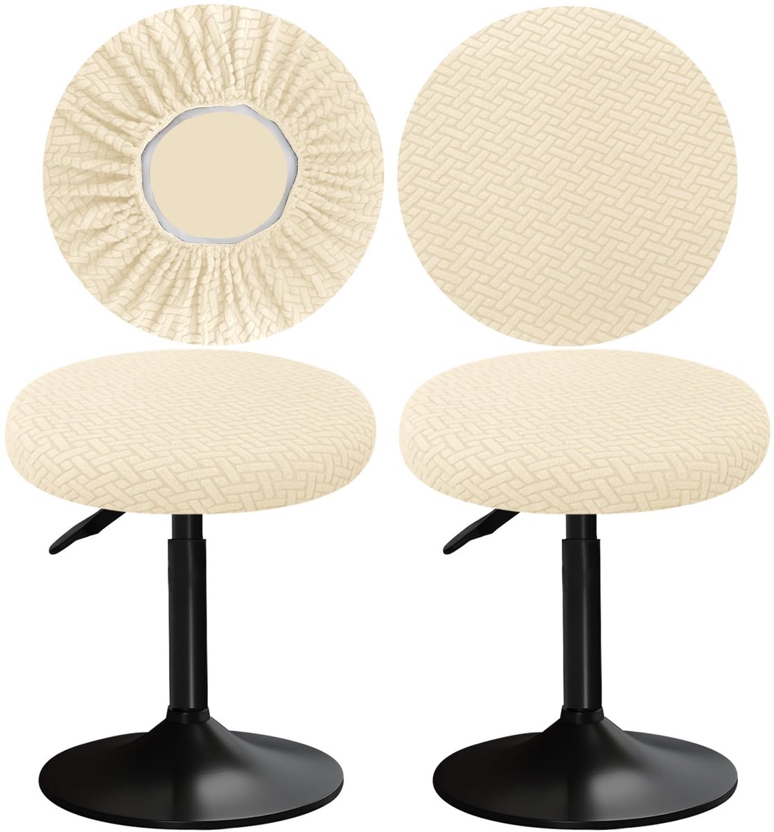 kruk deksels ronde 30-40cm met jacquard bar kruk zithoes ronde, elastische zachte en comfortabele zijn rijke kleur (2, Beige)