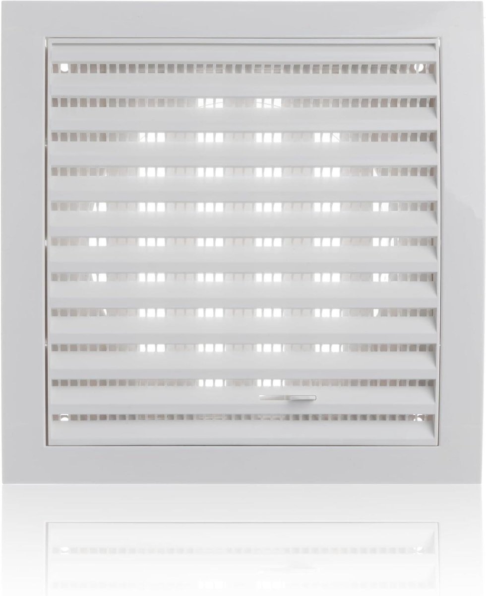 Ventilatierooster Verstelbaar - Afdekking Ventilatie - Luchtstroom Regelen - Met Insectengaas - Ø 125mm - Wit