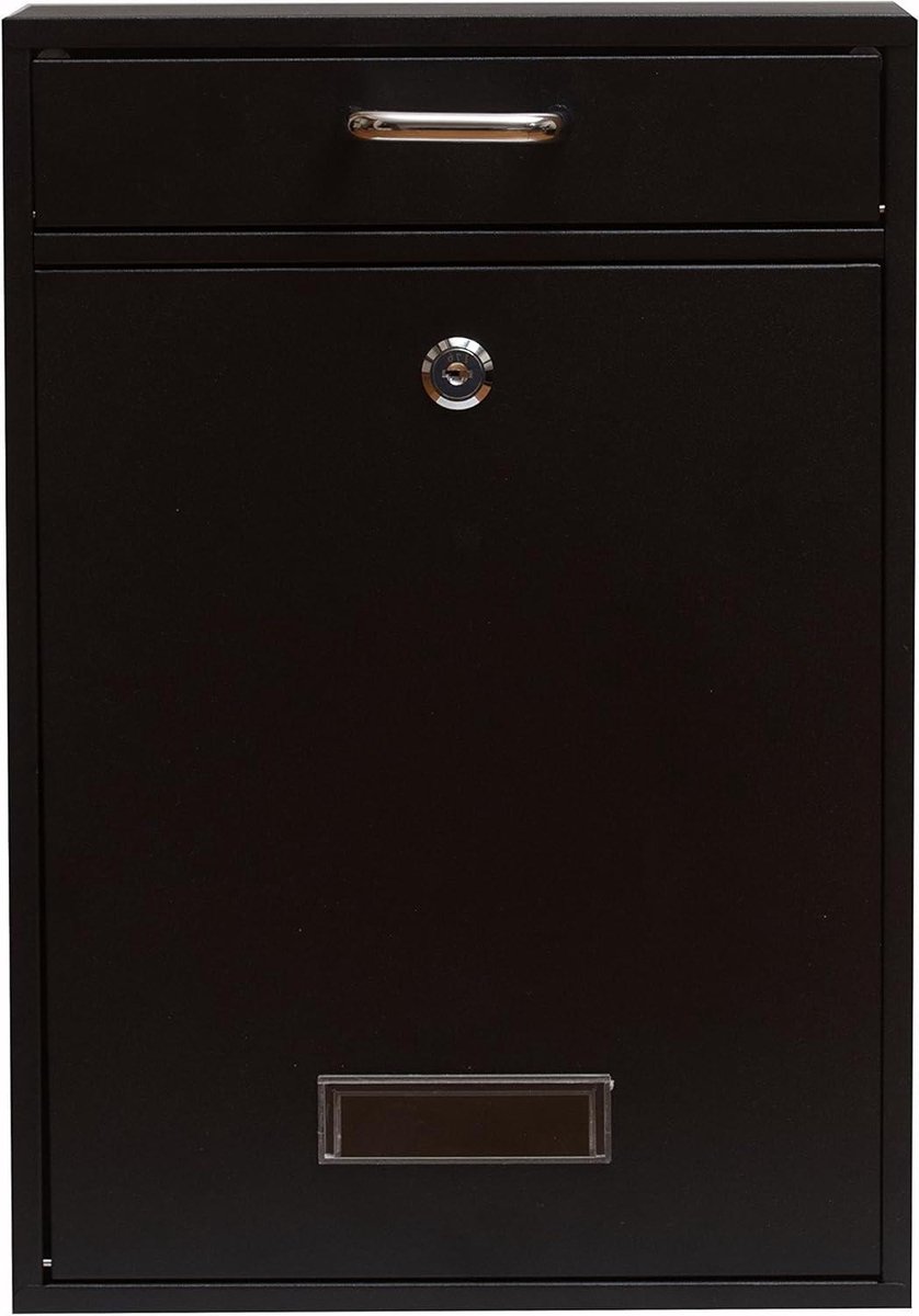 Wandmontage Brievenbus - Brievenbus met slot - Veilig post ontvangen - Robuuste stalen constructie - 40 cm hoog - Zwart